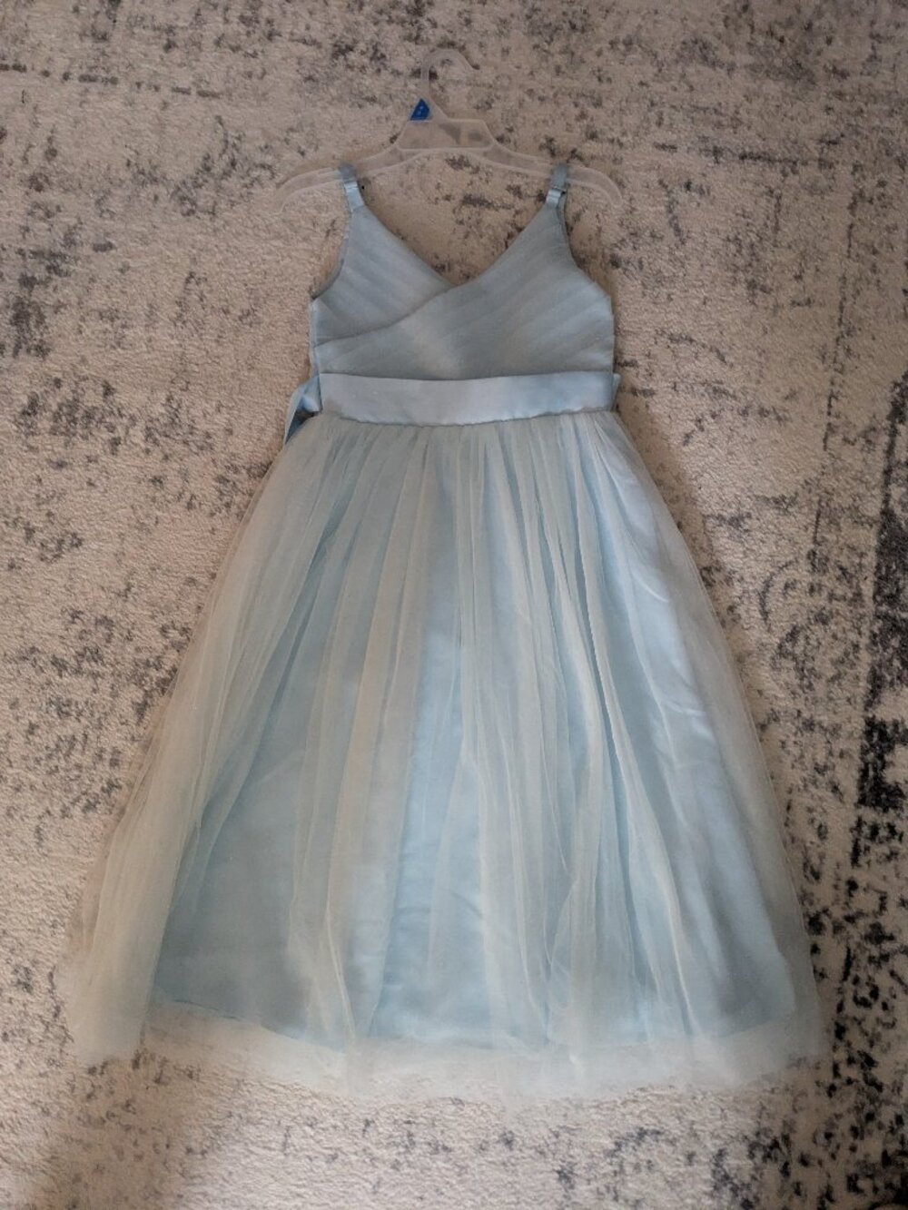 Light Blue Sleeveless Girls Size 7-8 Party Dress with Adjustable Straps